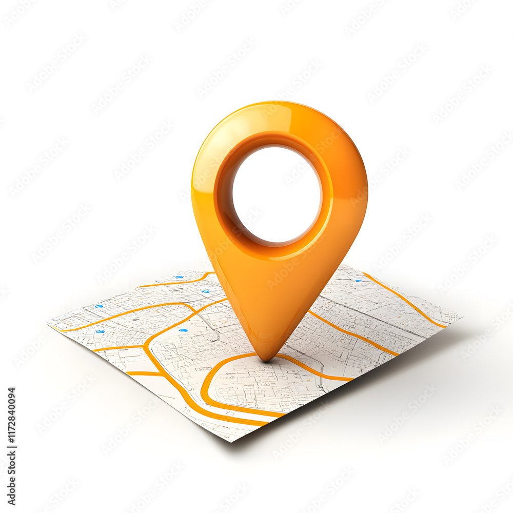 Orange Location Pin on City Map for Navigation and Travel Orange Location Pin on City Map for Navigation and Travel