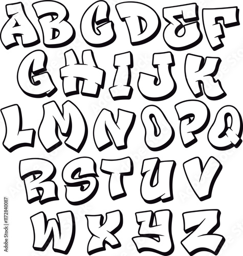 graffiti letters alphabet pack vetctor