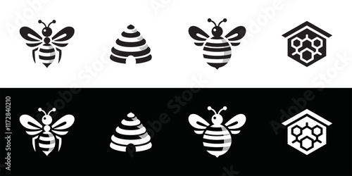 Multipurpose bee and hive vector logo