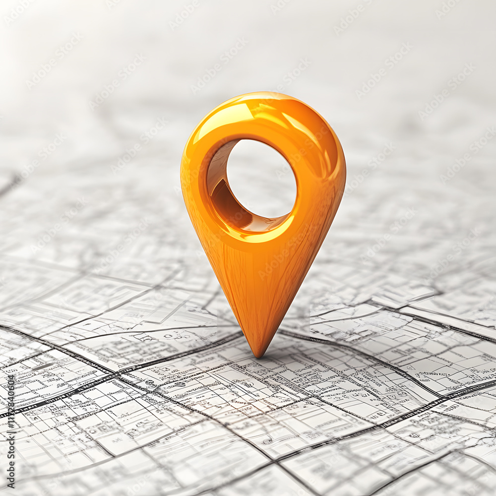 Orange Location Pin on City Map for Navigation and Travel Orange Location Pin on City Map for Navigation and Travel