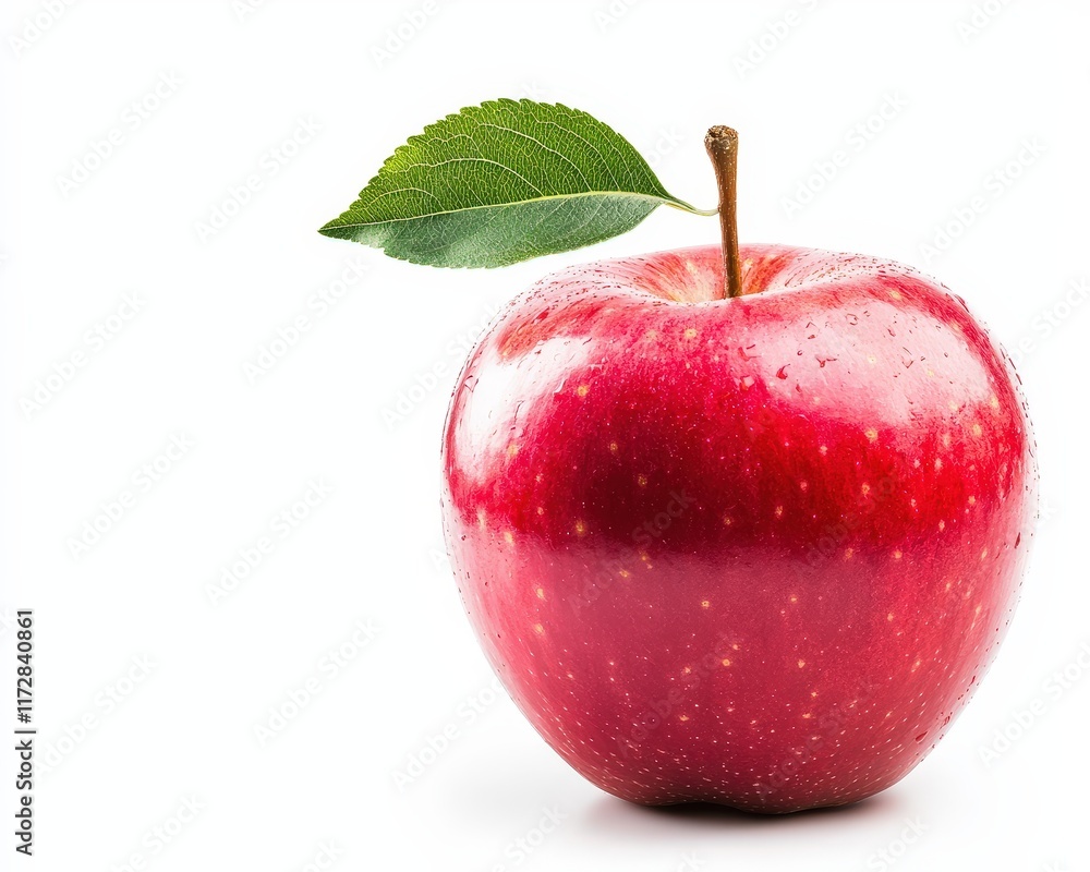 Golden apple with leaf details, white background Golden apple with leaf details, white background
