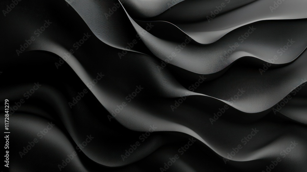 Obraz premium Abstract black waves create a smooth, flowing texture with depth and dimension.