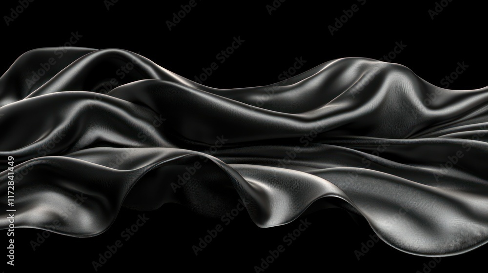 Fototapeta premium A smooth black fabric draped elegantly, showcasing its texture and sheen.