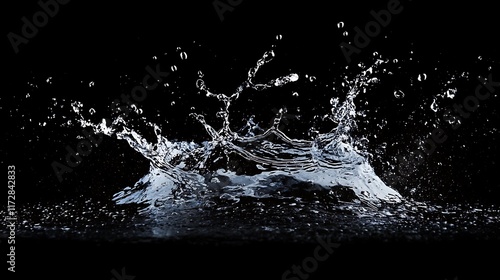Wallpaper Mural Dynamic Water Splash Against Black Background: A Stunning High-Resolution Image Torontodigital.ca