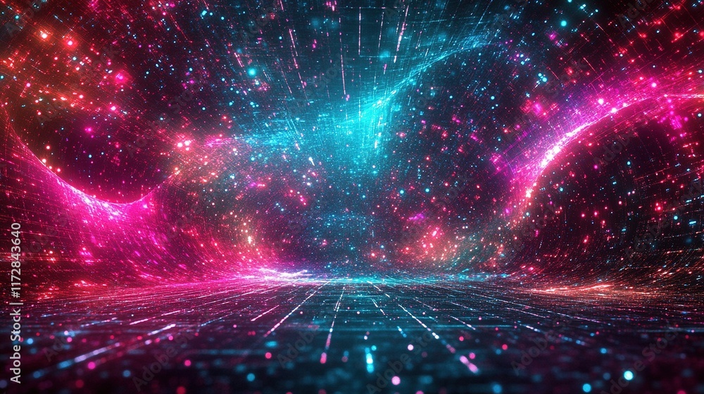 Fototapeta premium Abstract glowing pink and blue energy streams.
