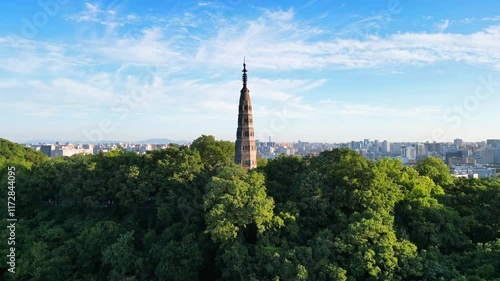 Baochu Pagoda in West Lake Scenic Area, Hangzhou City, Zhejiang Province, China photo