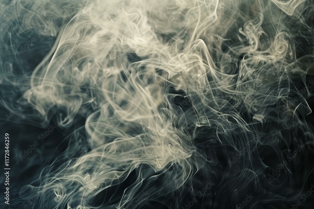 Obraz premium White smoke is swirling on a dark background, creating a moody and mysterious atmosphere