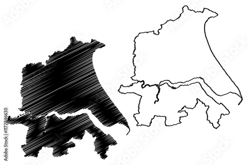 Humberside county (United Kingdom, non-metropolitan and ceremonial county of England) map vector illustration, scribble sketch Humberside map