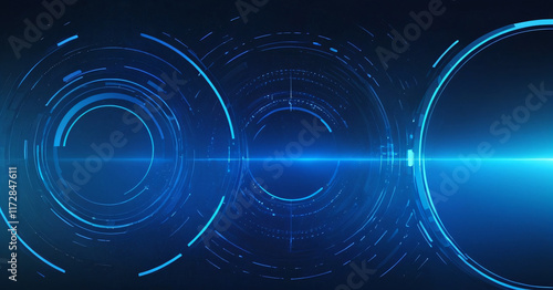 Abstract blue modern background with circle elements.