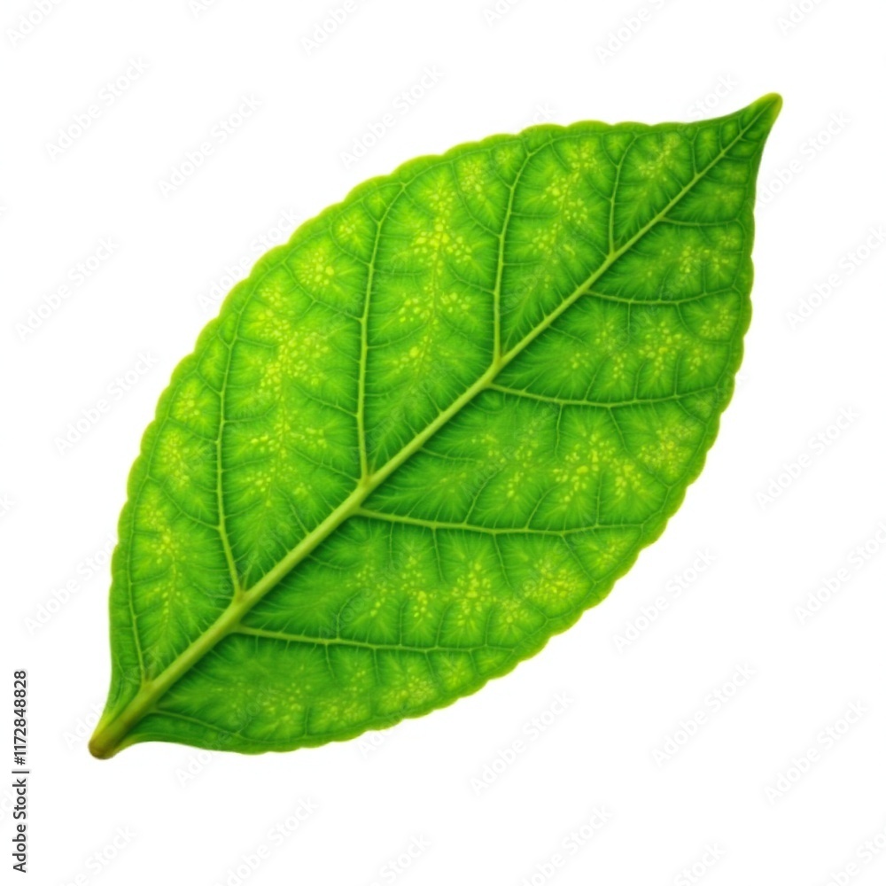 Obraz premium Fresh lime leaf isolated against a bright white background, single, herb, citrus