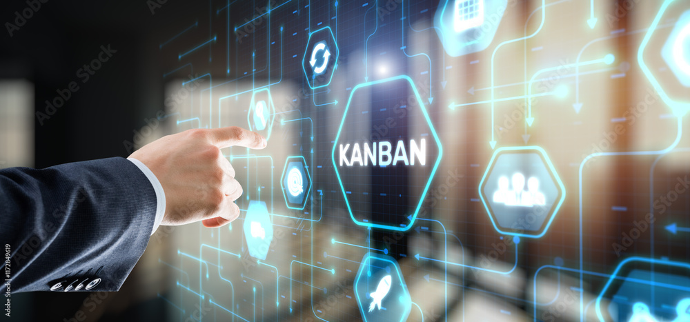 Obraz premium Kanban Management of work processes business process optimisation