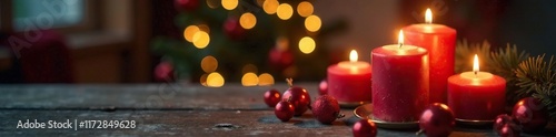 Sinterklaas Banketstaaf on a wooden table with candles lit, ambiance, candles, warm glow photo