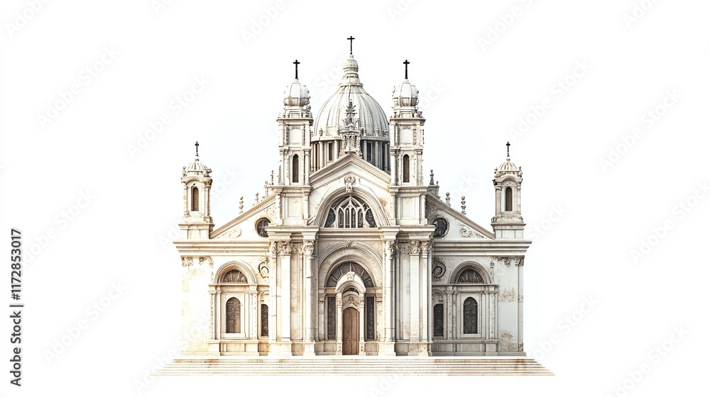 Detailed architectural structure, white isolate background. Detailed architectural structure, white isolate background.