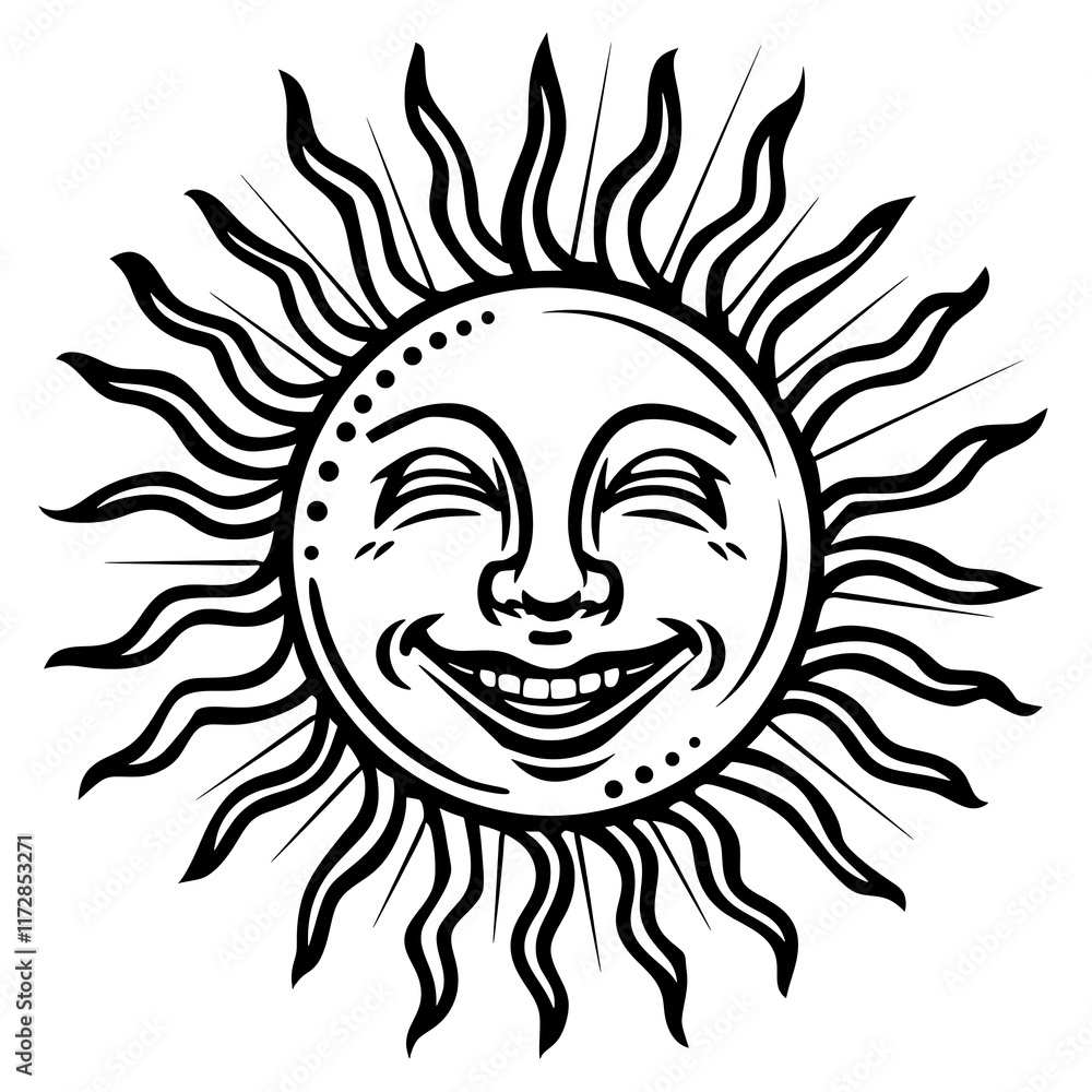 sun rays smile outline white background sun rays smile outline white background