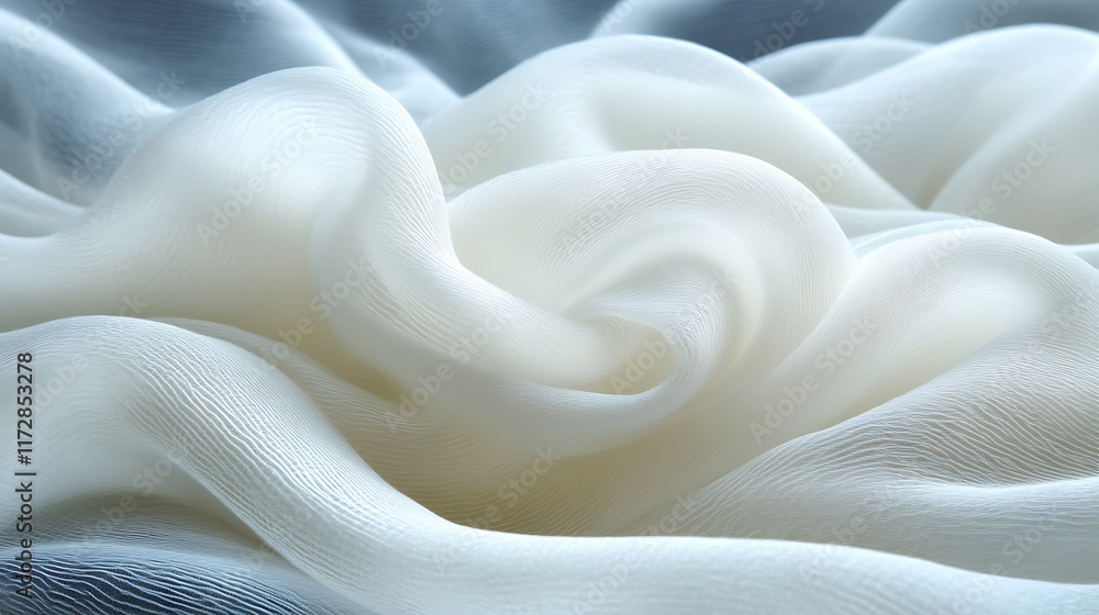 Obraz premium Soft, flowing white fabric with elegant swirls and folds.
