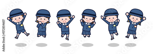 いろいろな人物セット_はしゃぐ_男児と女児