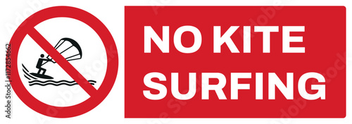 ISO prohibition safety signs uppercase text_no kite surfing_landscape size 1/2 a4,a3,a2,a1	 