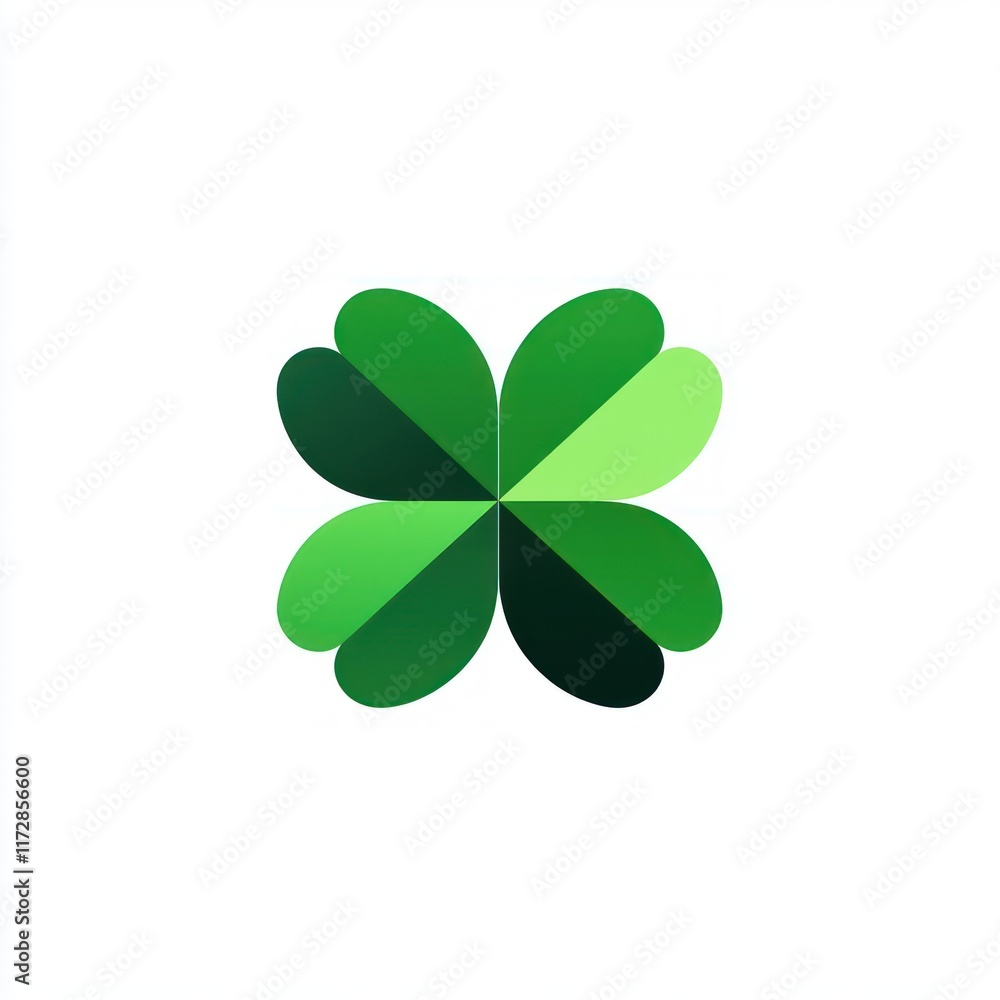 A stylized green four leaf clover design A stylized green four leaf clover design