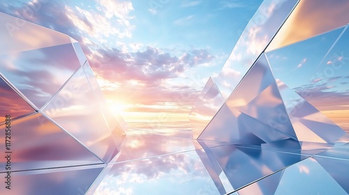 Abstract Business Background with Reflective Geometric Shapes