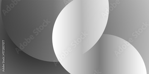 Modern Style Background, Header or Banner Design with Large Grey Overlapping Round Shapes - Black and White Multi Purpose Creative Wide Scale Template for Web with Copyspace in Editable Vector Format
