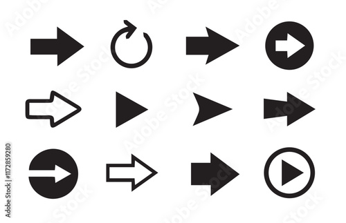 Arrows big black set icons .Arrow icon. Arrow vector collection. Arrow. Cursor. Vector illustration eps 10