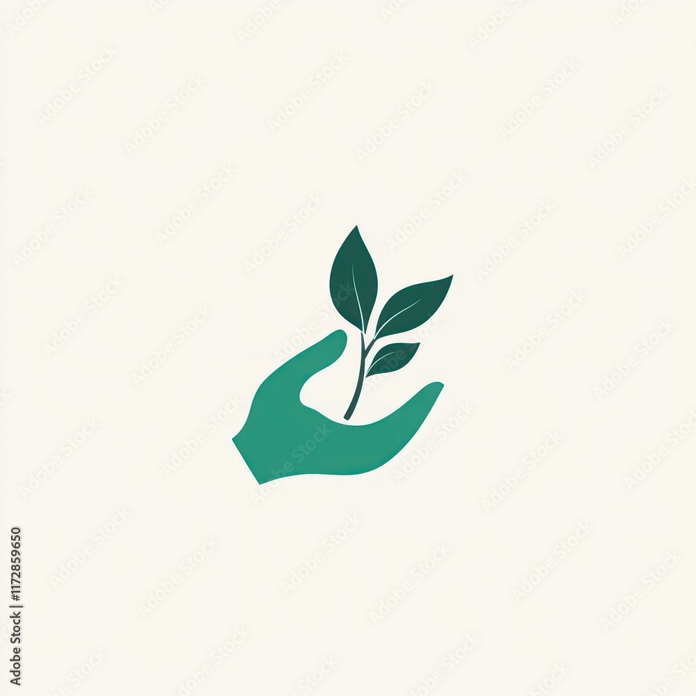 A hand gently cradles a small green plant sprout A hand gently cradles a small green plant sprout