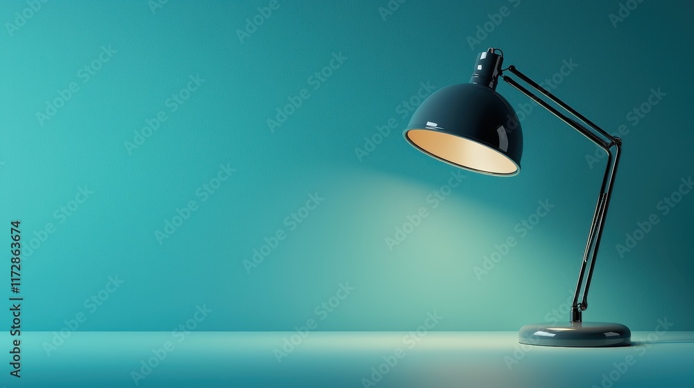 Modern Adjustable Desk Lamp Illuminating Teal Background Home Office Lighting Design Modern Adjustable Desk Lamp Illuminating Teal Background Home Office Lighting Design