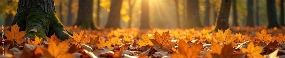 Golden hues of fallen birch leaves scattered on forest floor, nature, leaves, birch Golden hues of fallen birch leaves scattered on forest floor, nature, leaves, birch