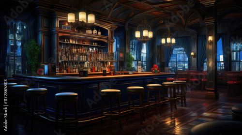 Obraz na płótnie An illustration of a bar w salonie