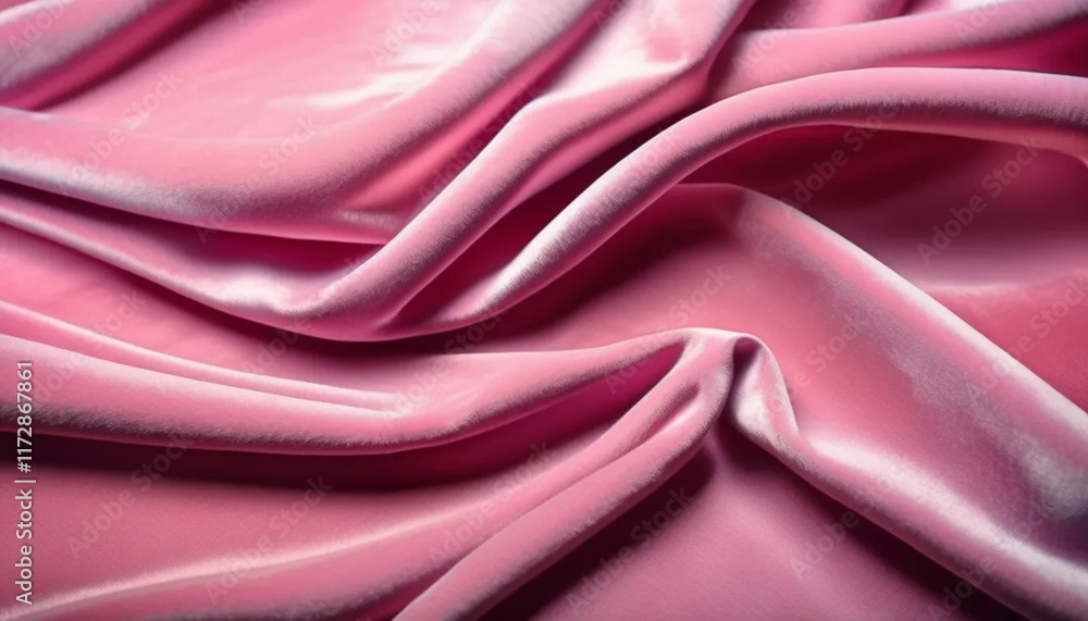 Obraz premium Strongly draped pink velour as a background. 