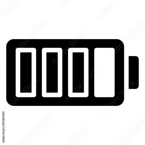 Battery Icon Solid Black Style