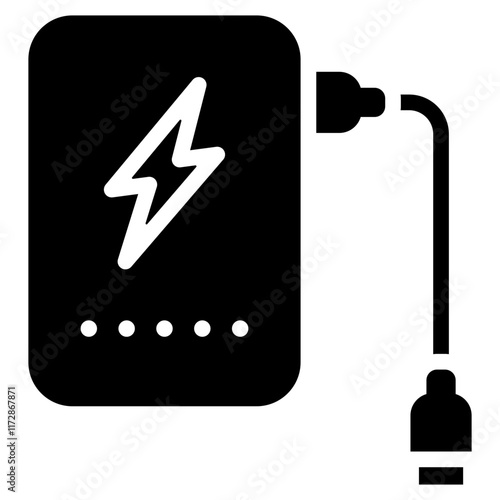Powerbank Icon Solid Black Style