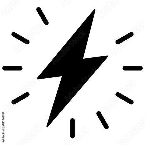 Lightning Icon Solid Black Style