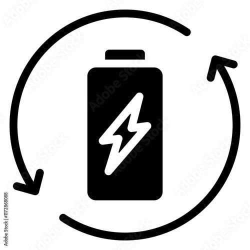 Recharge Icon Solid Black Style