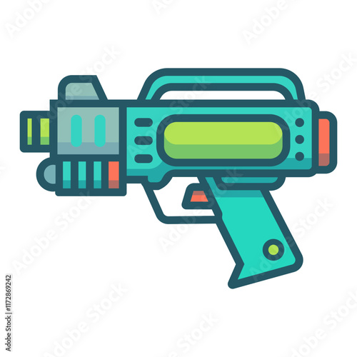 water gun plastic toy hobby flat color vector illustration template design