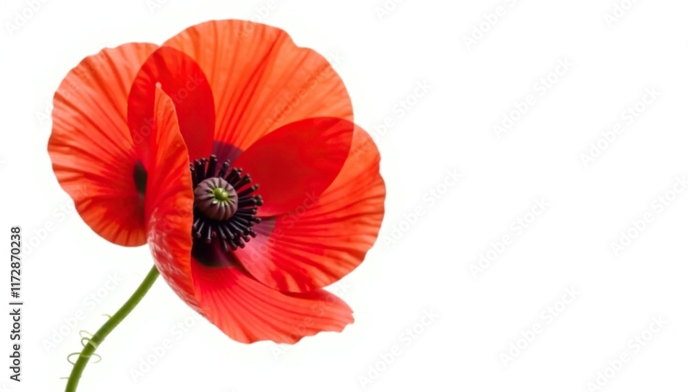 Obraz premium Red poppy flower isolated on white background, floral, bloom, poppies
