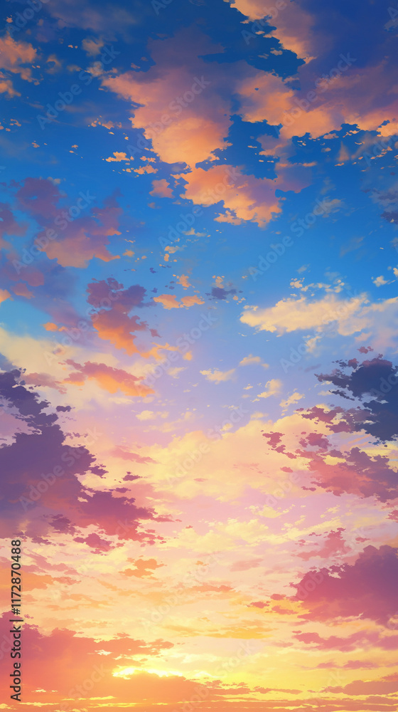 Fototapeta premium アニメ調の美しい空 Generative AI