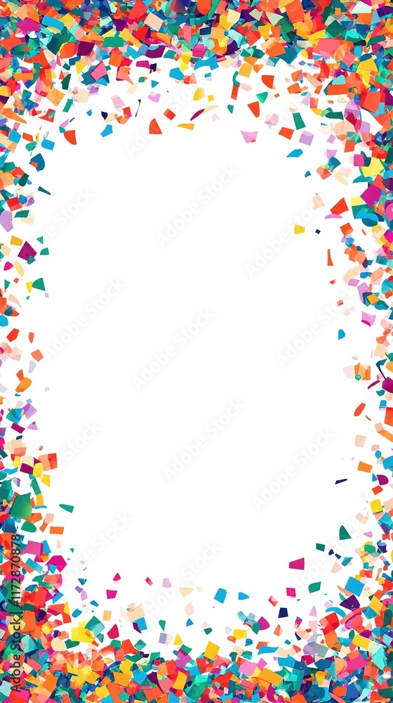 Obraz premium Colorful confetti border on white background. (3)