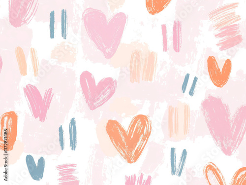 cute pastel doodle heart valentine love harmony humanity healing mental mind peace therapy minimal wellbeing graphic life pencil brush stroke background photo