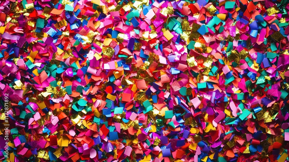 Colorful confetti scattered on surface. Colorful confetti scattered on surface.