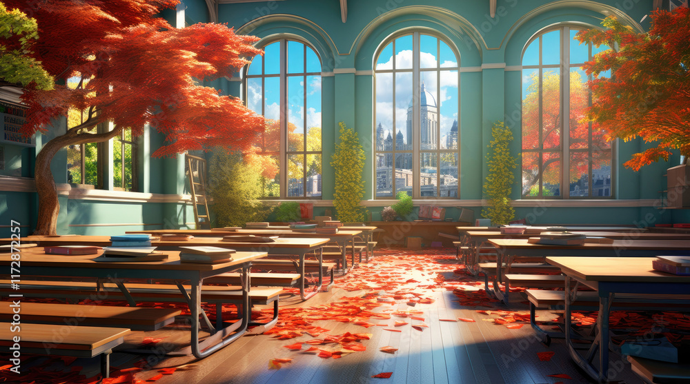 An illustration of a classroom