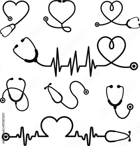 stethoscope love image pack vector