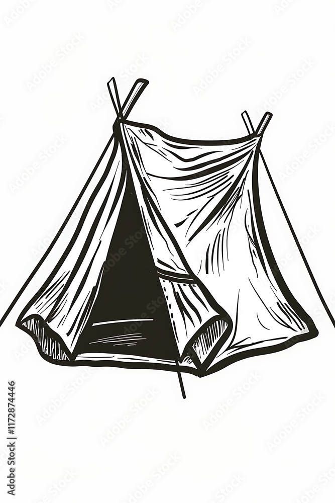 camping tent open door minimalist drawing camping tent open door minimalist drawing