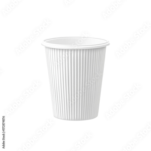 Wallpaper Mural White plastic cup with a ribbed design, perfect for disposable use at events and parties. Isolated on transparent background, png. Torontodigital.ca