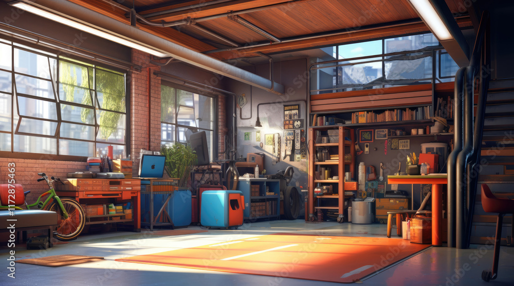 An illustration of a garage