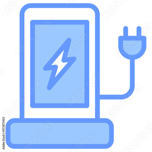 Charging Station Icon Line Blue Style