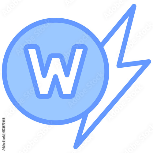 Wattage Icon Line Blue Style