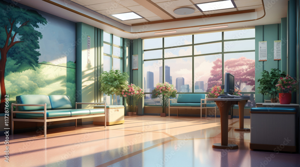 An illustration of a hospital lobby