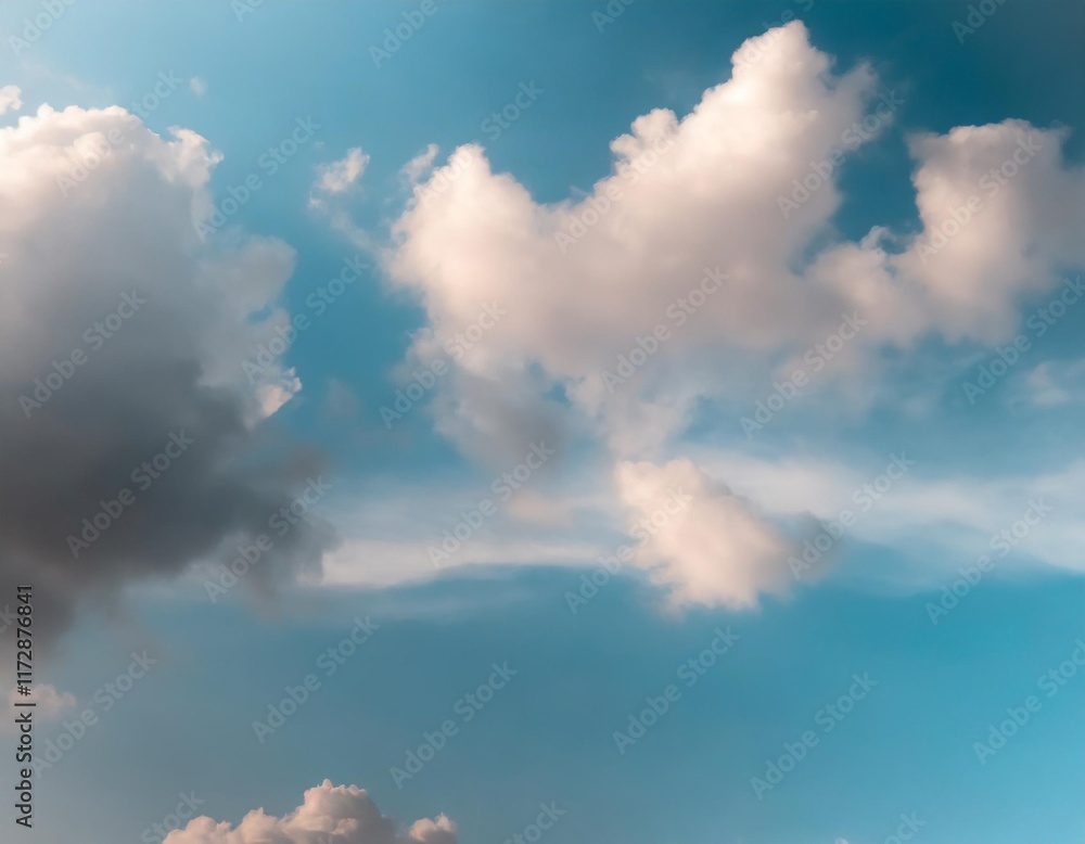 Soft Sky Blue Background with Isolated Clouds for a Calm Photography Soft Sky Blue Background with Isolated Clouds for a Calm Photography