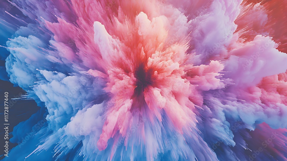 A burst of gradient hues like electric pink, purple, and blue exploding outward in a radial pattern. A burst of gradient hues like electric pink, purple, and blue exploding outward in a radial pattern.